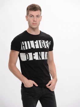 Футболка хлопковая длинная мужская Tommy Hilfiger 9174.1 2XL Черная