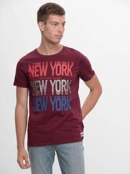 Футболка хлопковая длинная мужская Tommy Hilfiger 9521.5 S Бордовая