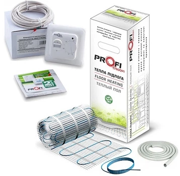 Теплый пол Profi Therm нагревательный двухжильный мат 150/75Ват/0,5 м2 в комплекте с механическим терморегулятором полный комплект (VIT00456)
