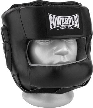 Боксерский шлем PowerPlay 3067 c бампером PU + Amara Черный
