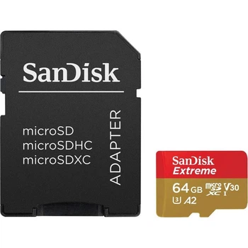 Карта памяти MicroSDXC 64GB UHS-I/U3 Class 10 SanDisk Extreme A2 R160/W60MB/s + SD-adapter (SDSQXA2-064G-GN6AA)