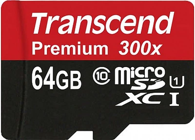 Карта памяти Transcend microSDXC/SDHC Class 10 UHS-I 400x SD adapter 64Gb