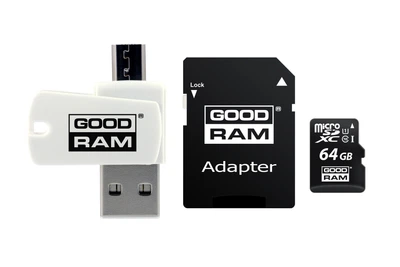 Карта памяти Goodram microSDHC class 10 UHS-1 SD adapter OTG Card reader 64Gb