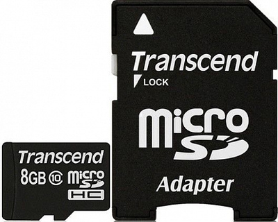 Карта памяти Transcend microSDXC/SDHC Class 10 SD adapter 8Gb