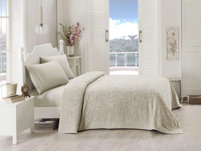 Махровая простынь покрывало TAC Lyon Beige 200×220 см Бежевый (71240921)