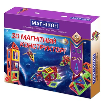 Конструктор Магнікон магнітний 3D 62 деталей (МК-62)