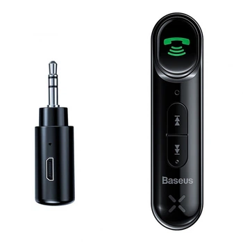 FM модулятор/ресивер Bluetooth AUX аудіоадаптер Baseus AUX/MP3/WAV Чорний