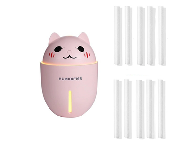Увлажнитель воздуха Humidifier Ночник Котик 320 мл USB ультразвуковой +10 сменных фильтров Розовый (1007-346-02)