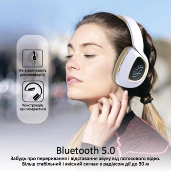 Наушники Promate Bluetooth 5 Bavaria LED White (bavaria.white)