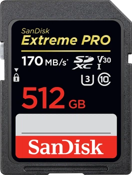 Карта памяти SanDisk SDXC Extreme Pro 512GB C10 UHS-I U3 (SDSDXXY-512G-GN4IN)