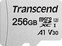 Карта памяти Transcend microSDXC 256GB C10 UHS-I + SD адаптер (TS256GUSD300S-A)