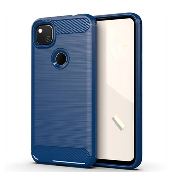 Чохол Lenuo Carbon Fiber для Google Pixel 4a Navy Blue
