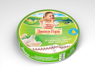 Сир плавлений Звени Гора порційний зі смаком кропу та часнику 140гр