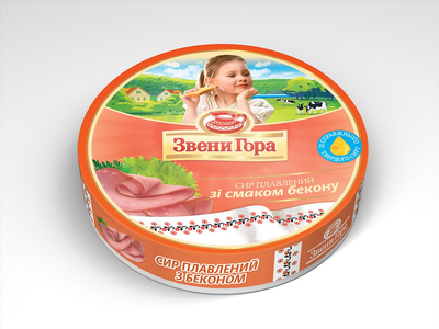 Сир плавлений Звени Гора порційний зі смаком бекону 140гр