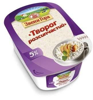 Сир кисломолочний Звени Гора Творог розсипчастий 5% жиру 330г