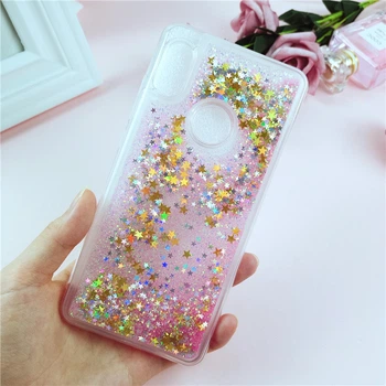 Чехол Glitter для Samsung Galaxy A30 2019 / A305F бампер Жидкий блеск Звезды Розовый