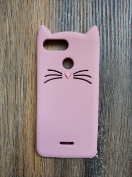 Чохол Candy об'ємний силіконовий для Xiaomi Redmi 6 Вусатий кіт рожевий