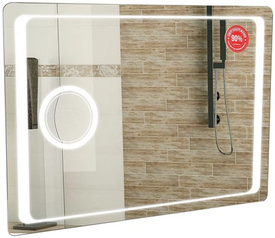 Зеркало AQUA RODOS Омега Люкс 80 см с линзой и LED-подсветкой