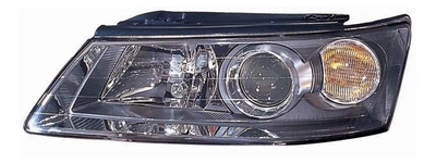 Фара Hyundai Sonata V (NF) (дорестайл) 2005 - 2007, ліва штатна, електр., жовтий повортник, без сервоприводу, (Depo, fp1076)