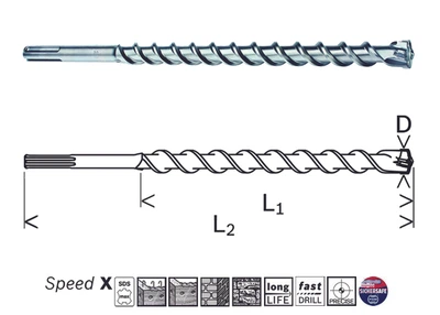 Сверло по бетону Bosch SDS-max 25x400х520 Speed X (2608586778)