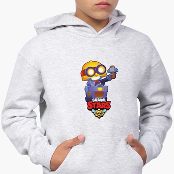 Детский худи Бравл Старс (Brawl Stars) Светло-серый меланж (9298-1026) 164 см