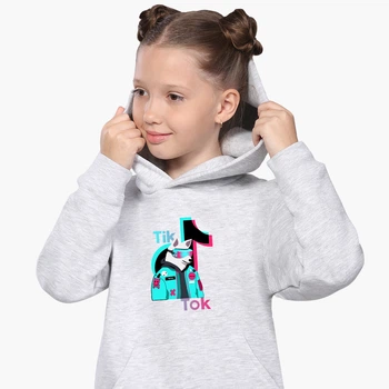 Детский худи ТикТок (TikTok Dog) Светло-серый меланж (9298-1645) 164 см
