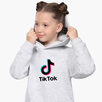 Детский худи ТикТок (TikTok) Светло-серый меланж (9298-1389) 116 см