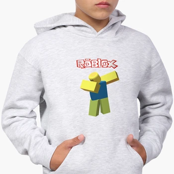 Детский худи Роблокс (Roblox) Светло-серый меланж (9298-1707) 164 см