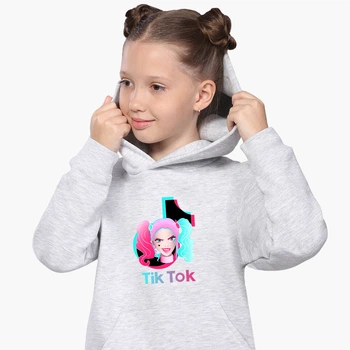Детский худи ТикТок (TikTok Harley Quinn) Светло-серый меланж (9298-1646) 152 см