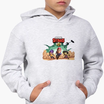 Детский худи Бравл Старс (Brawl Stars) Светло-серый меланж (9298-1024) 128 см