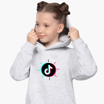 Детский худи ТикТок (TikTok) Светло-серый меланж (9298-1388) 152 см