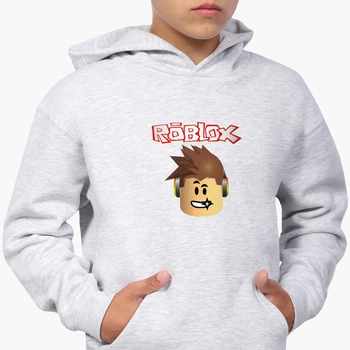 Детский худи Роблокс (Roblox) Светло-серый меланж (9298-1713) 116 см