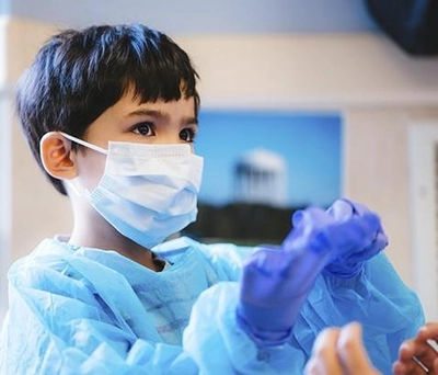 Детские медицинские маски с фиксатором Wasco голубые (50 шт)