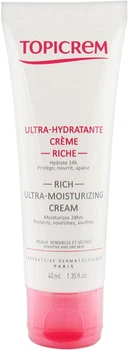 Ультразволожувальний крем Topicrem Rich Ultra-Moisturizing Cream для сухої і чутливої шкіри обличчя 40 мл (3700281703320)