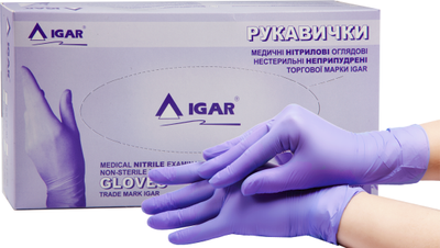 Перчатки медицинские смотровые нитриловые нестерильные неприпудренные Igar "Sempercare Nitrile" M фиолетовый