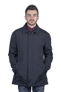 Чоловіча синя куртка осінь/весна з поясом і блискавкою Casual Kuper (синій, M), 29416, 26158