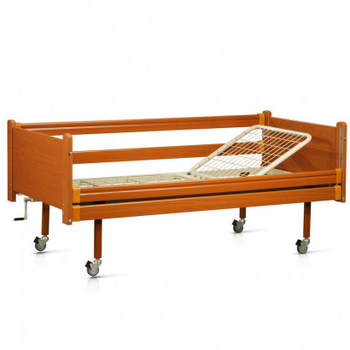 Кровать медицинская OSD деревянная механическая на колесах с перилами 2 секции функциональная (OSD-93)