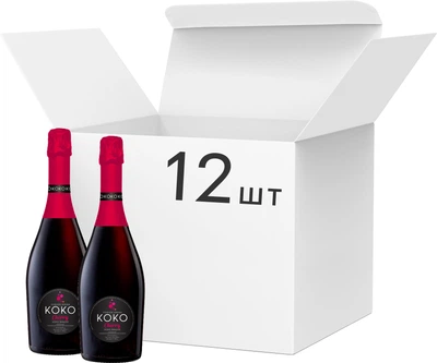 Упаковка напою на основі вина КОКО Cherry солодкий червоний 0.75 л 5.0-6.9% х 12 шт (24820001462733)