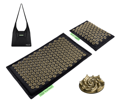 Килимок акупунктурний з валиком 4FIZJO Eco Mat Аплікатор Кузнєцова 68 x 42 см 4FJ0179 Black/Gold