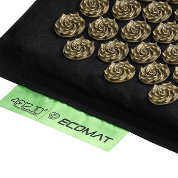 Килимок акупунктурний з валиком 4FIZJO Eco Mat Аплікатор Кузнєцова 68 x 42 см 4FJ0179 Black/Gold