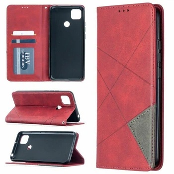 Чехол-книжка с кармашками UniCase Geometric Pattern для Xiaomi Redmi 9C - Red