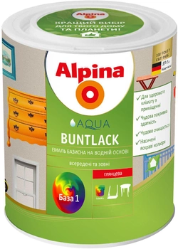 Эмаль Alpina Aqua Buntlack Gl B1 Глянцевая 0.75 л Белая (910831)