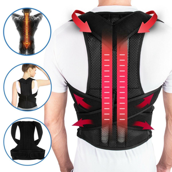Грудопоясничный корсет корректор правильной осанки Back Pain Need Help Черный для ровной спины от сутулости (SKU_259295)