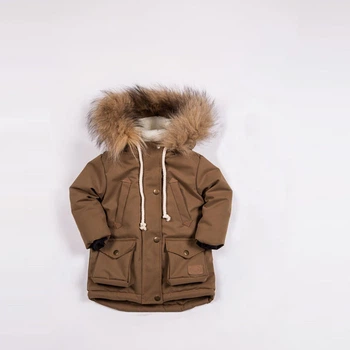 Куртка Little Bunny парку -20С хутро коричневий 134см Хакі (611050)