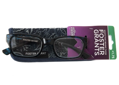 Очки для чтения +1,75 с прямоугольной оправой Foster Grant синий-черный US1-330064