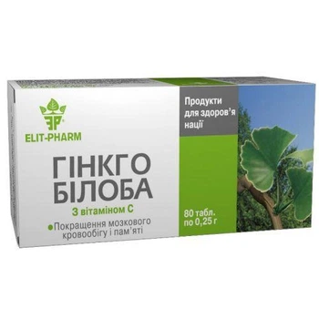 Таблетки Элит-фарм Гинкго Билоба с витамином С № 80 (1233968017)