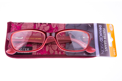 Очки для чтения +2.00 с овальной оправой Foster Grant розовый-красный US1-330116
