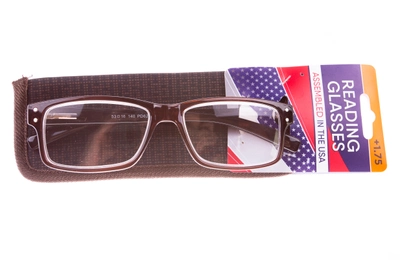 Окуляри для читання +1,75 прямокутної оправою Reading Glasses Коричневий US1-330145