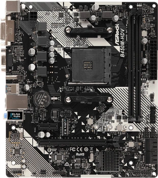 Материнская плата AM4 (B450) AsRock B450M-HDV R4.0, B450, 2xDDR4, Int.Video(CPU), 4xSATA3, 1xM.2, 1xPCI-E 16