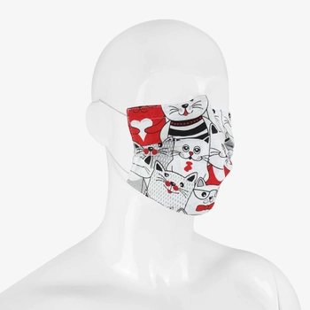 Багаторазова Захисна маска для обличчя NDS Коти на білому тлі